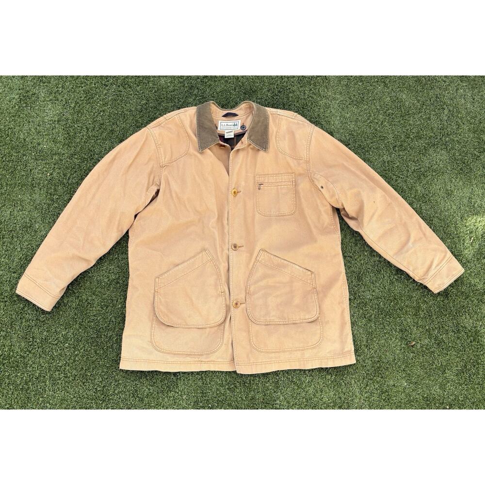Vtg LL Bean Chore Jacket Mens XXL Tall Canvas Barn Coat Primaloft Lined Corduroy